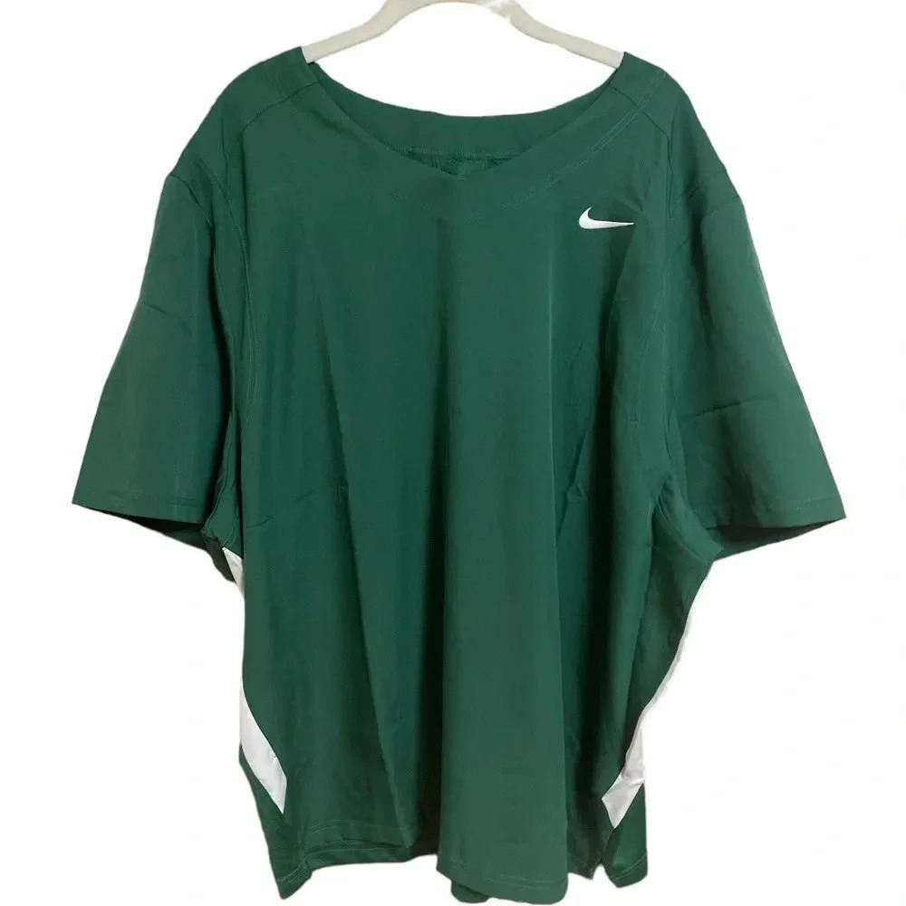 Nike Dri-FIT Men’s Shirt XL Green Athletic Training NWT Moisture Wicking V-Neck